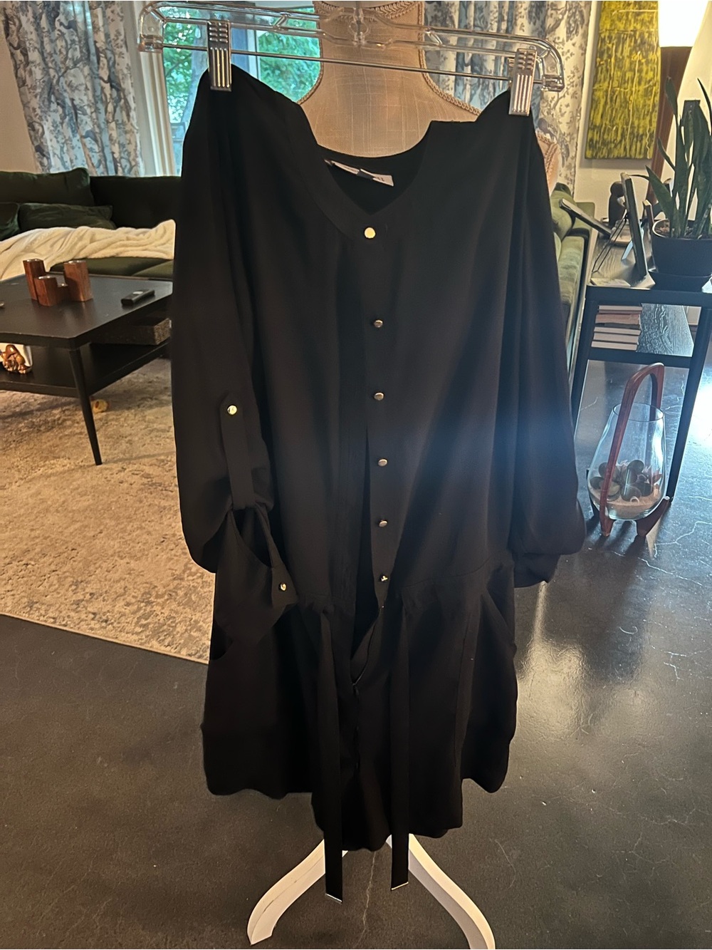 Jennifer Lopez Black Button-Front Long Sleeve jumper